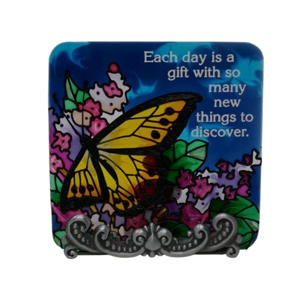 Joan Baker Designs Stained Glass Butterfly Suncatcher with Stand